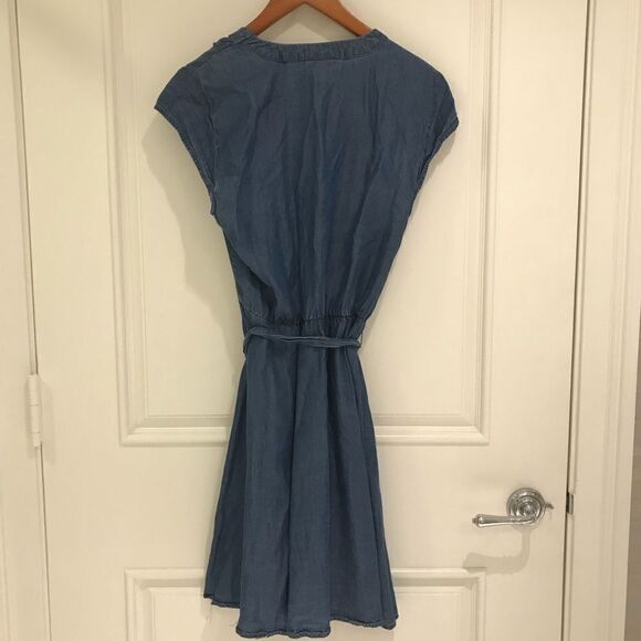 Maison Jules Sz L denim chambray wrap sun dress - Picture 3 of 8